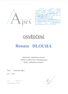 Osvědčení - trvalé líčení mikropugmentací